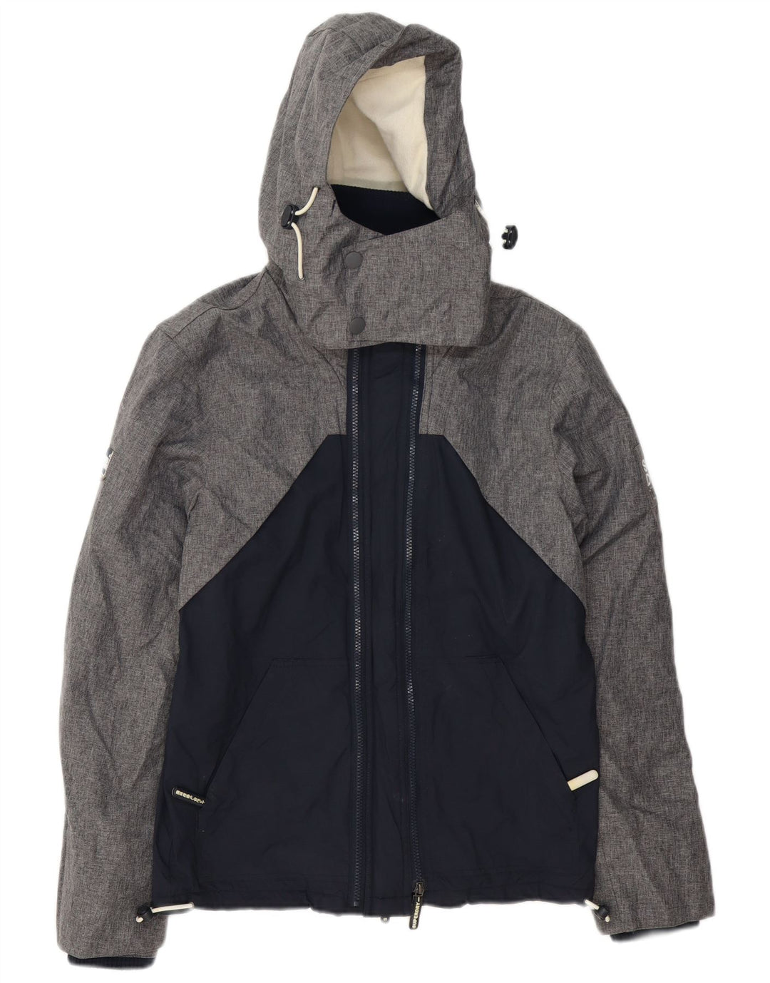 Superdry Windbreaker-jakke med hætte til mænd UK 36 Small Grey Colourblock