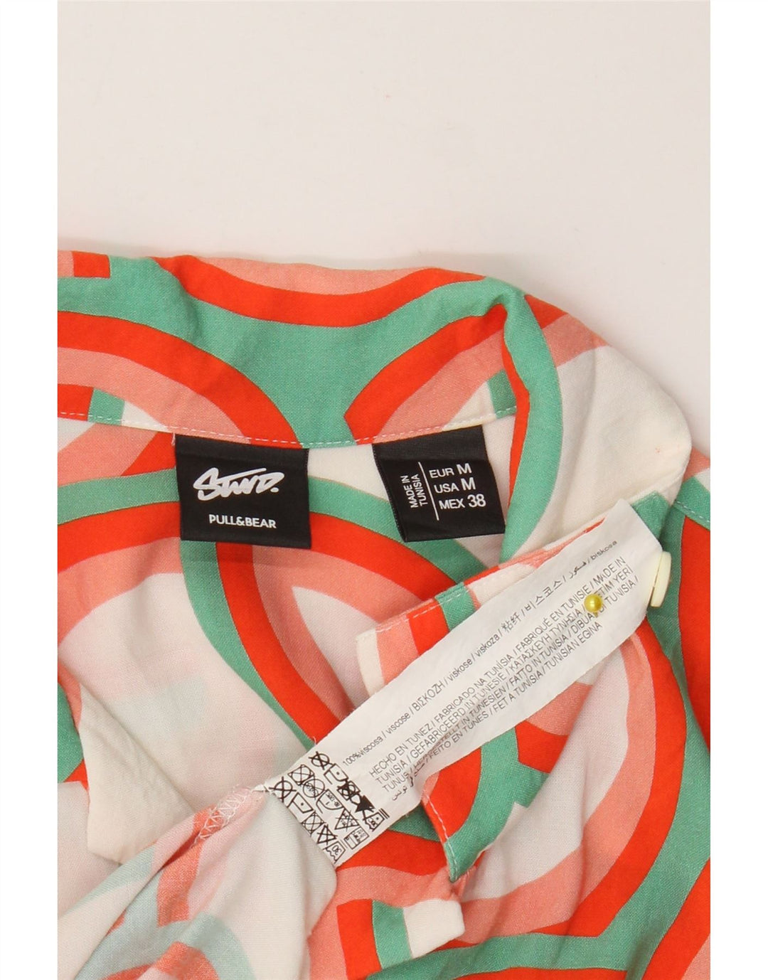 Pull & Bear Kortærmet Herreskjorte Medium Flerfarvet Geometrisk Viscose
