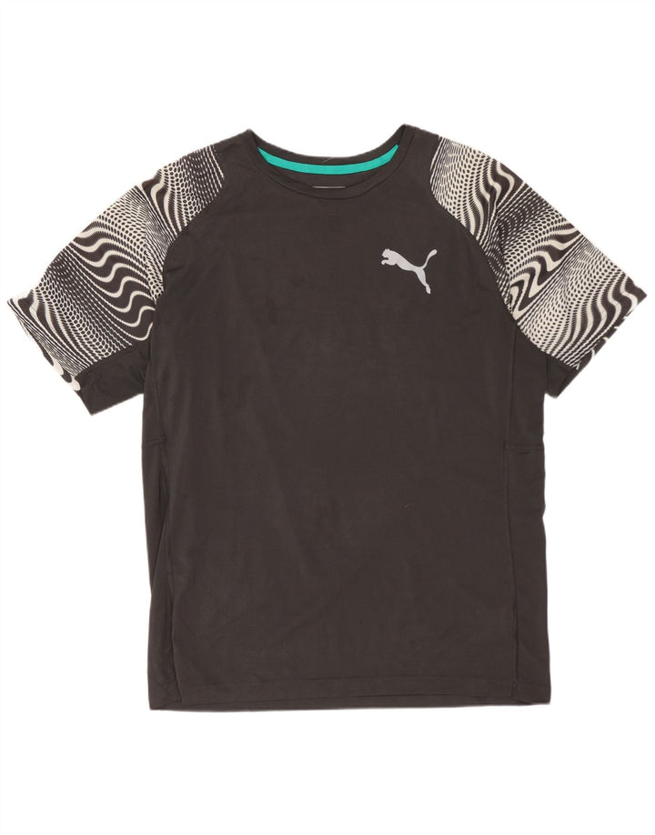 PUMA Grafisk T-shirt til mænd, mellemgrå geometrisk polyester
