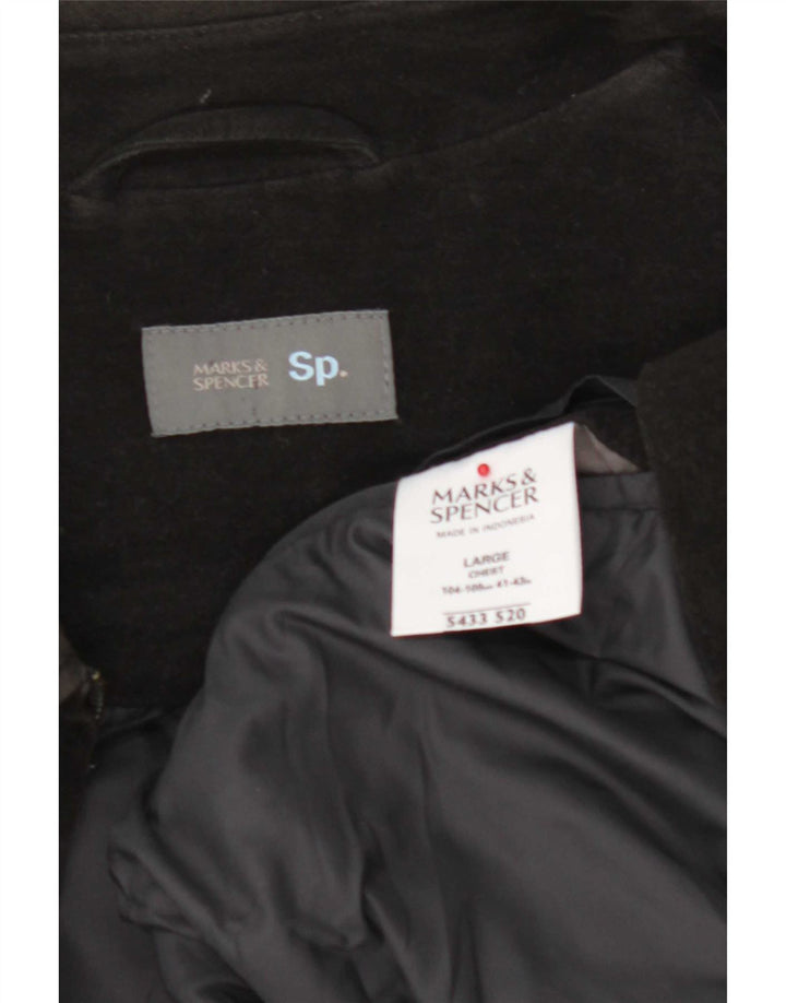 Marks & Spencer Herre Bomber Jacket UK 40 Large Black Cotton
