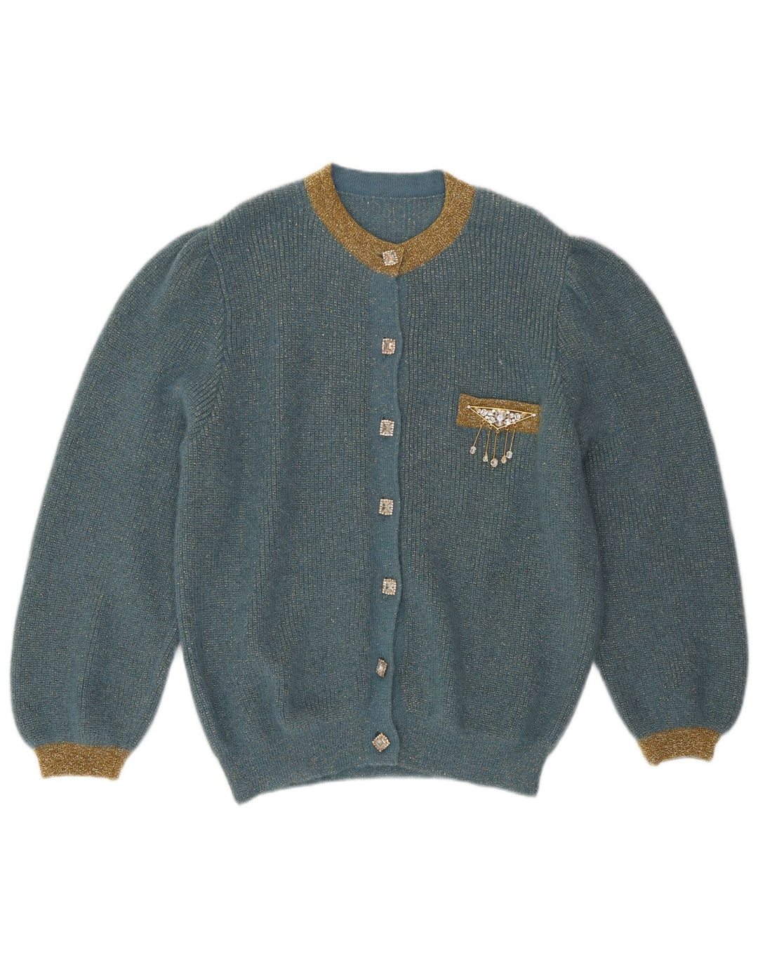 Vintage dame cardigan sweater UK 14 Large Blue Flecked
