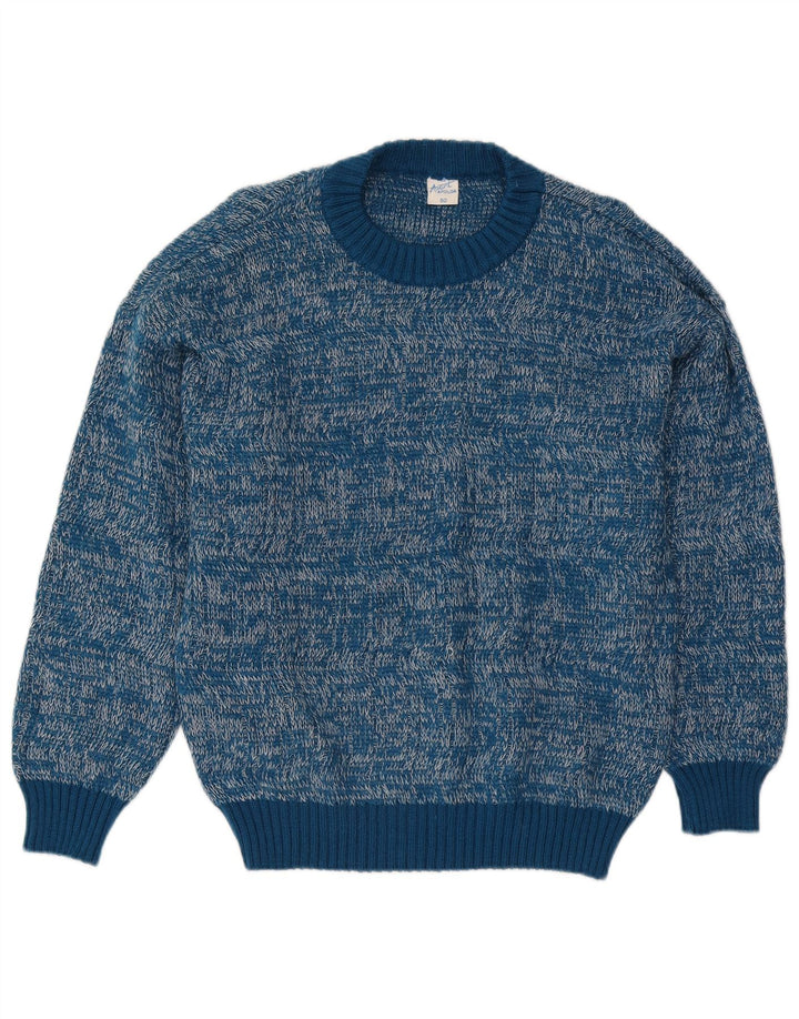 Vintage mænd med rund hals sweater IT 50 Medium Blue Flecked