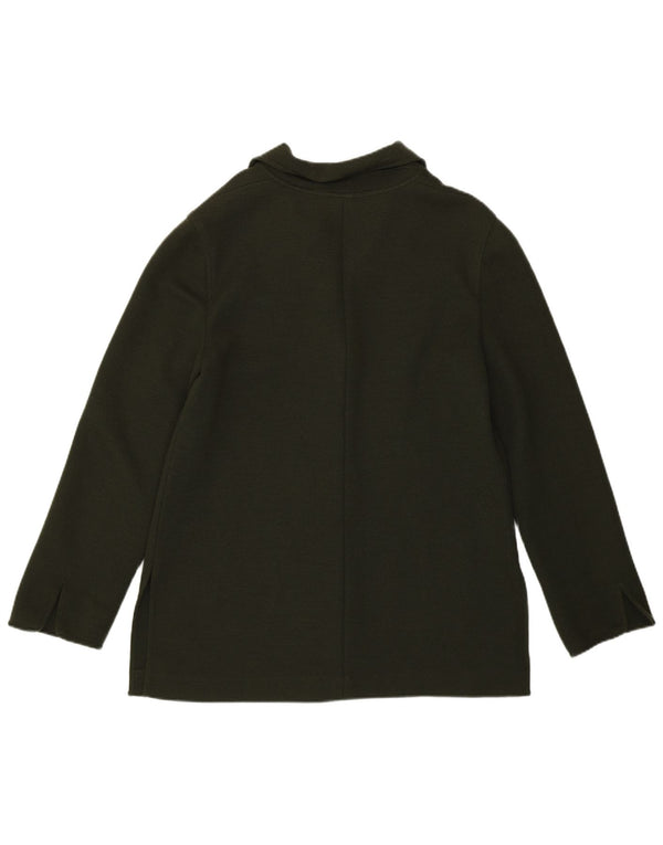 Luisa Spagnoli Dame Cardigan Sweater UK 14 Medium Khaki Virgin Wool