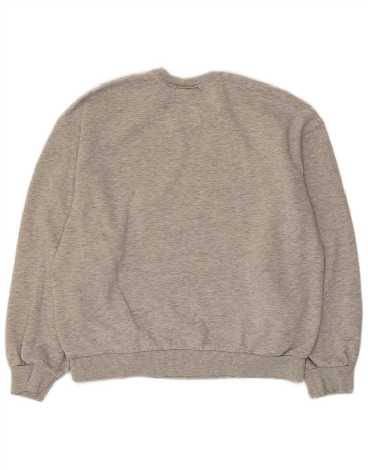BERSHKA Dame Oversized Sweatshirt Jumper UK 10 Small Grå Flecked Bomuld