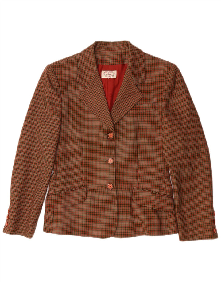 L'Equipe Dame 3-knaps blazerjakke UK 14 Medium Brown Houndstooth