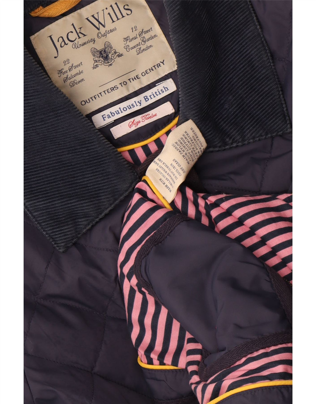 Jack Wills Dame Quiltet Jakke UK 12 Medium Navy Blue Nylon