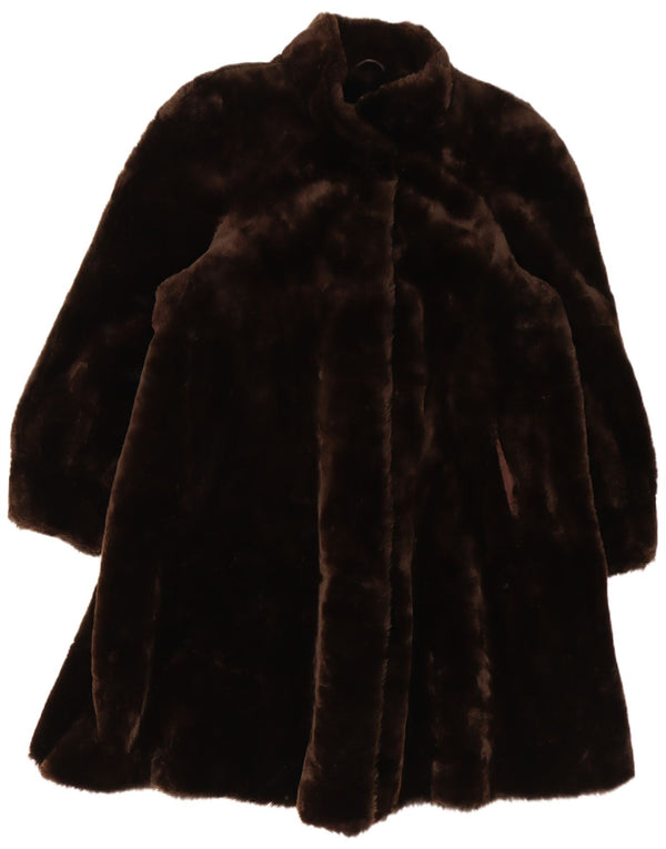 Couture Helene Dame Oversized Faux Fur Overcoat UK 16 Large Brown
