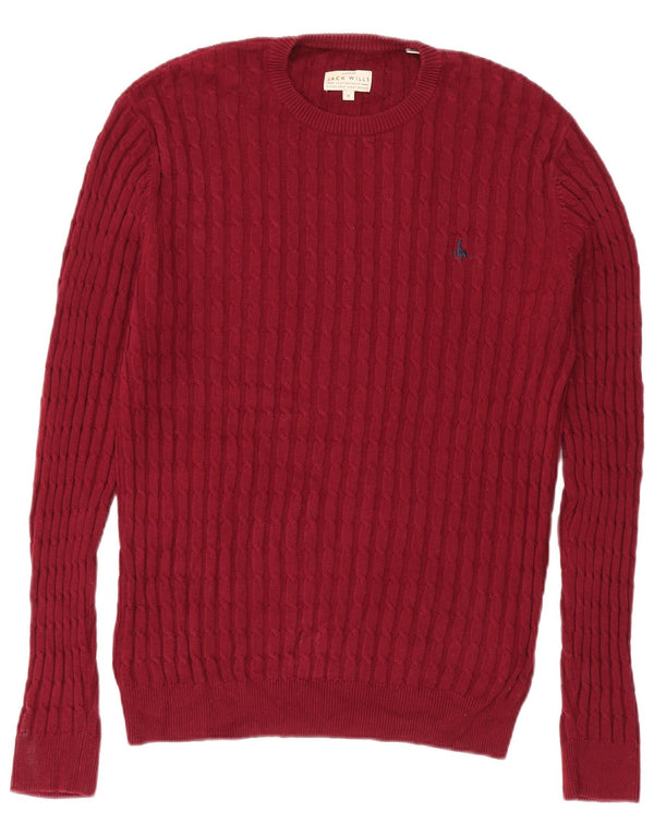 Jack Wills Herre Crew Neck Jumper Sweater Medium Bourgogne bomuld