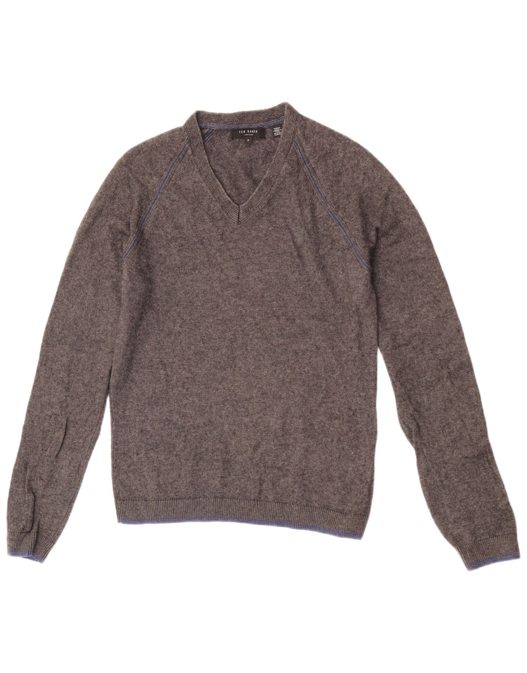 Ted Baker Herre V-hals sweater str. 2 Lille grå uld