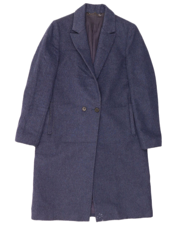 Stiksav Dame Dobbeltradet Frakke UK 10 Small Navy Blue Wool