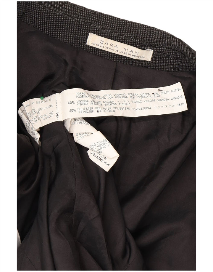 Zara Herre 1-knap blazerjakke EU 46 Lille grå viskose