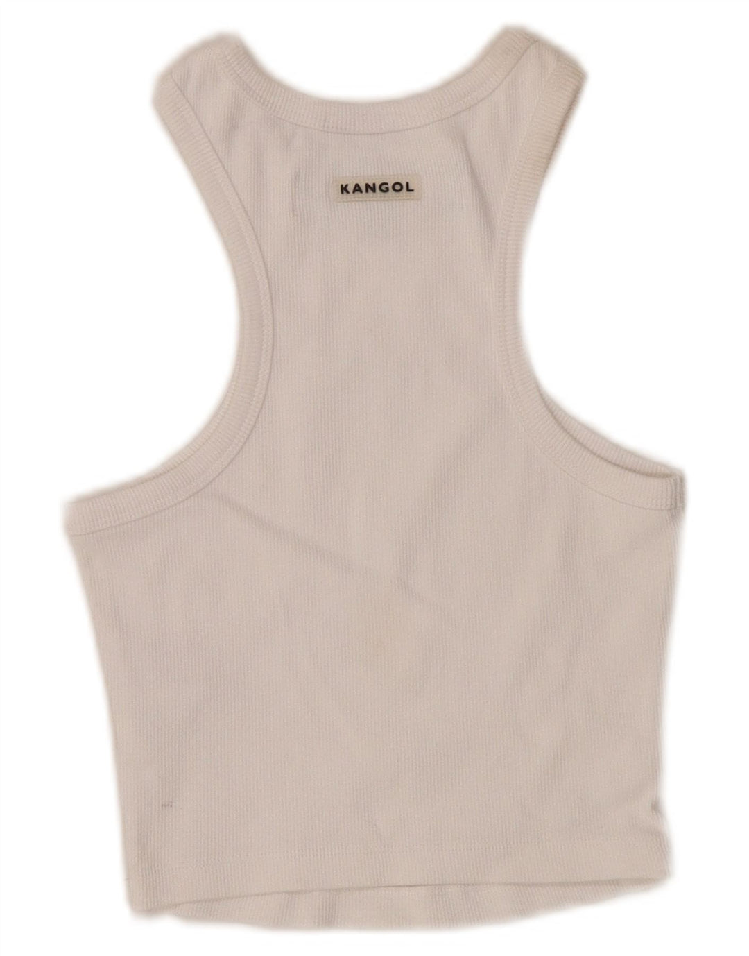KANGOL Womens Crop Vest Top UK 12 Medium White Bomuld