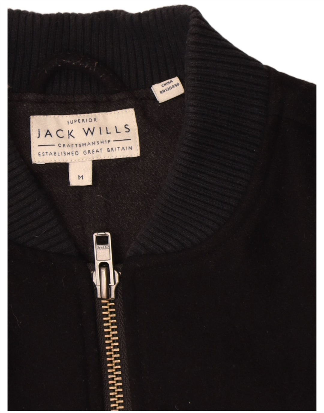 Jack Wills Herre Bomber Jacket UK 38 Medium Navy Blue Wool