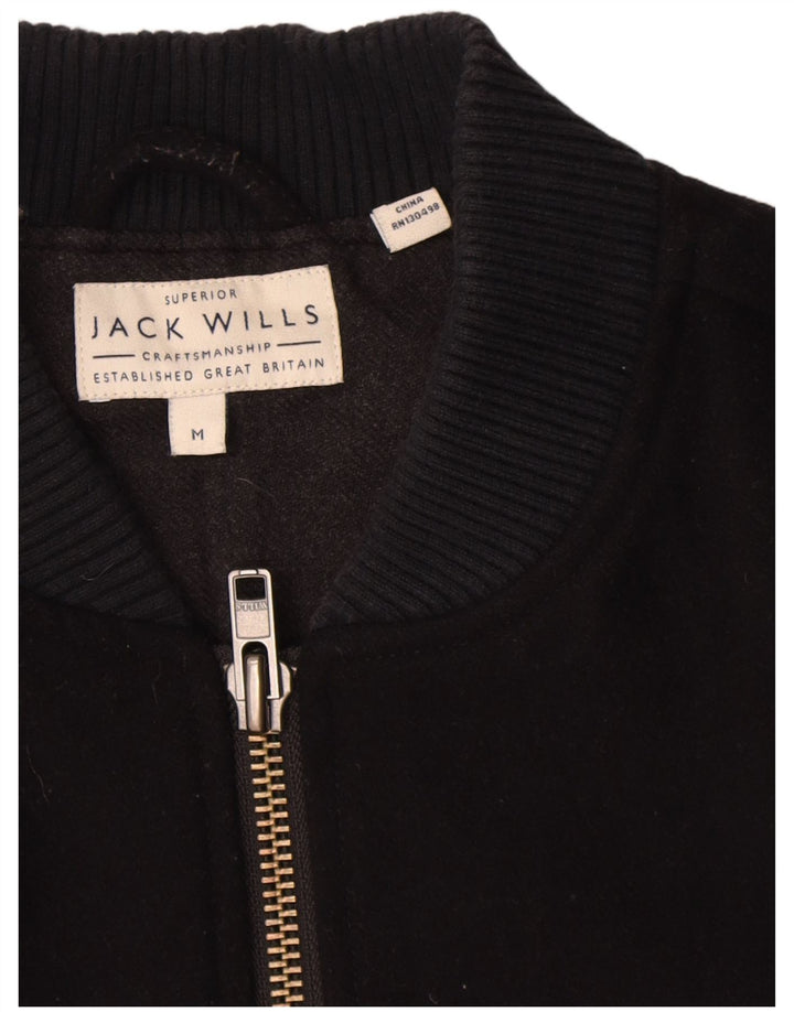Jack Wills Herre Bomber Jacket UK 38 Medium Navy Blue Wool