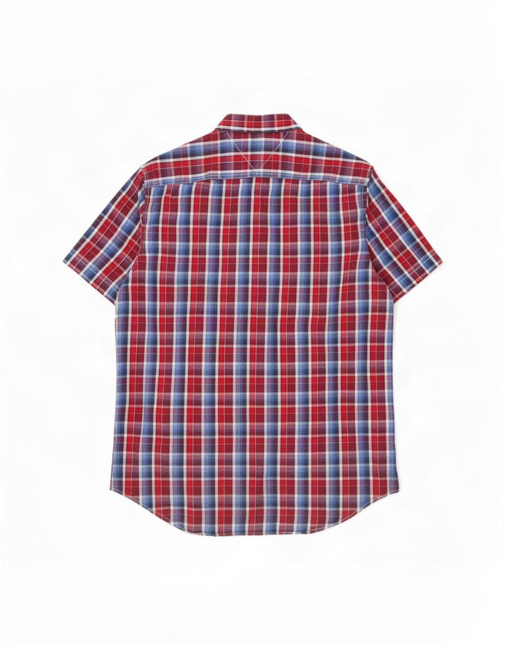 Tommy Hilfiger Herre kortærmet Custom Fit skjorte Medium rød ternet bomuld