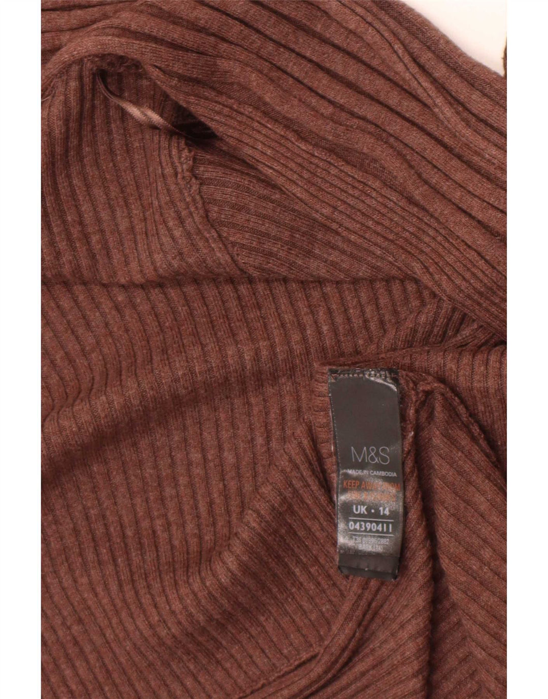 Marks & Spencer Dame Asymmetrisk Åben Cardigan Sweater UK 14 Medium Brun
