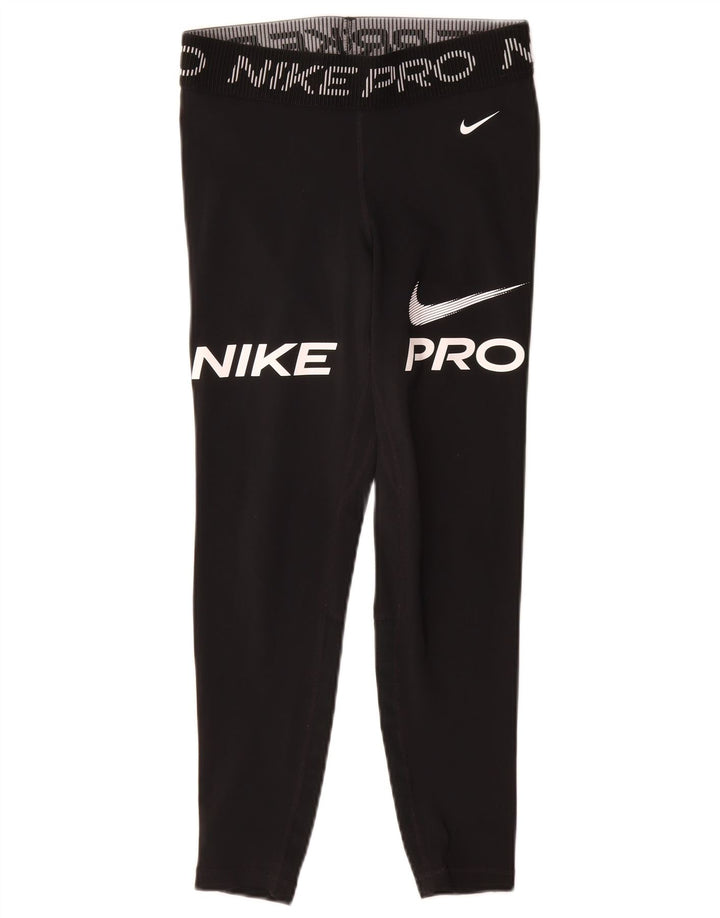 Nike Dame Dri Fit Grafiske Leggings UK 10 Lille Sort