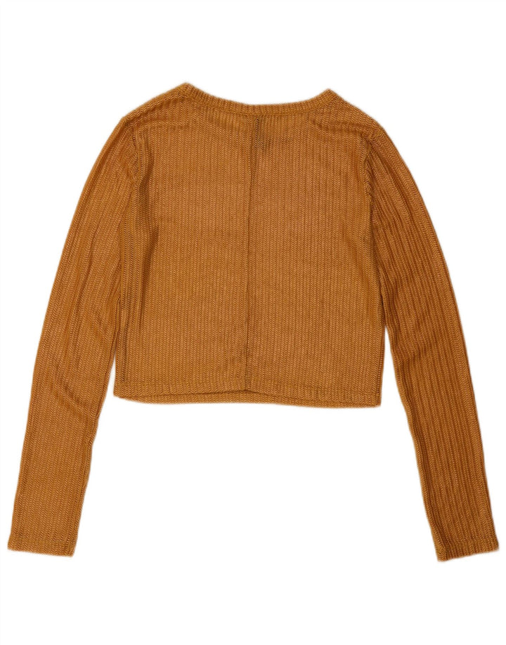 Zara Dame Se Through Crop Top Langærmet UK 10 Small Gold