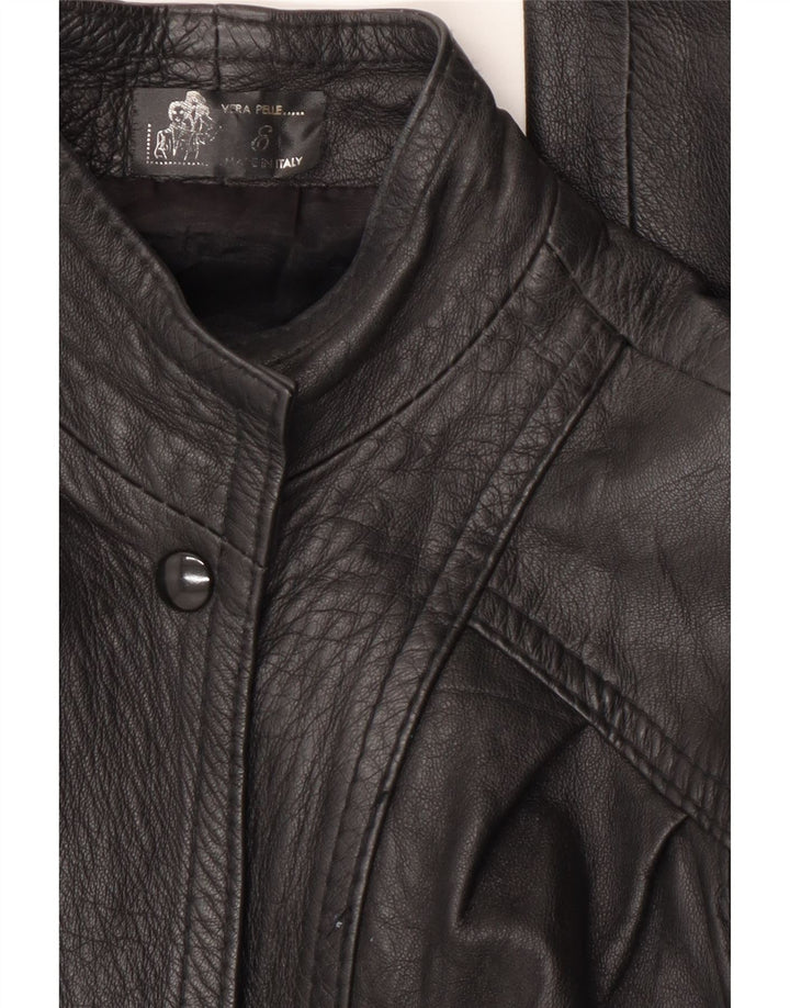 Vintage læderjakke til kvinder UK 14 Medium sort læder