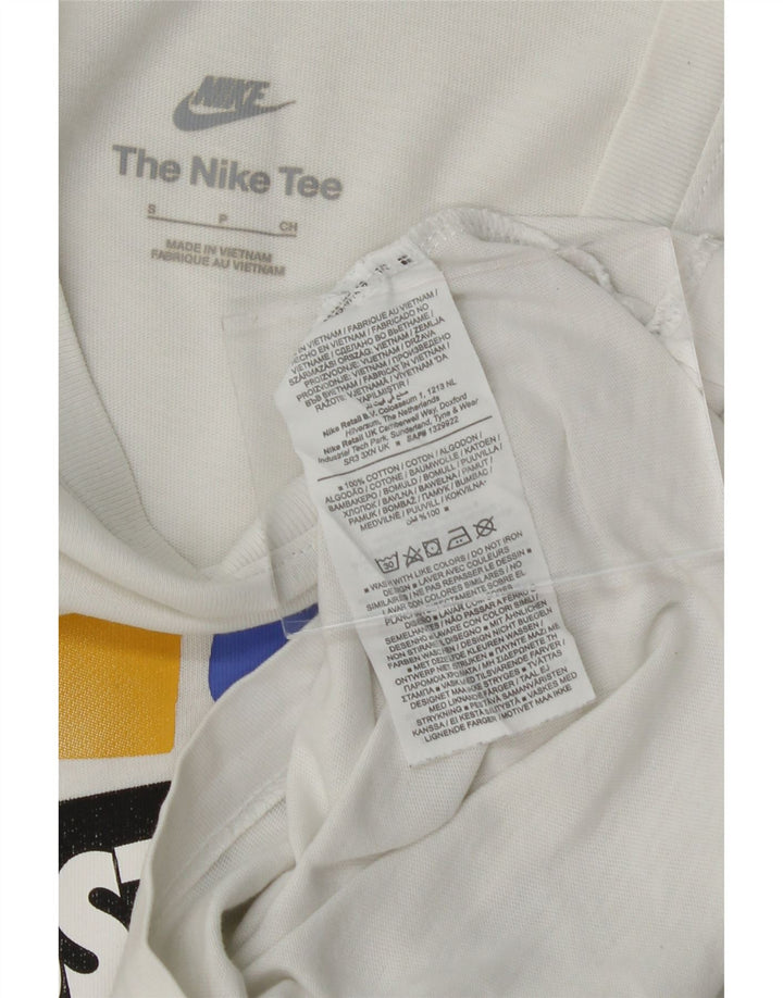 NIKE Mens Graphic T-Shirt Top Small White Cotton Vintage Nike and Second-Hand Nike from Messina Hembry 