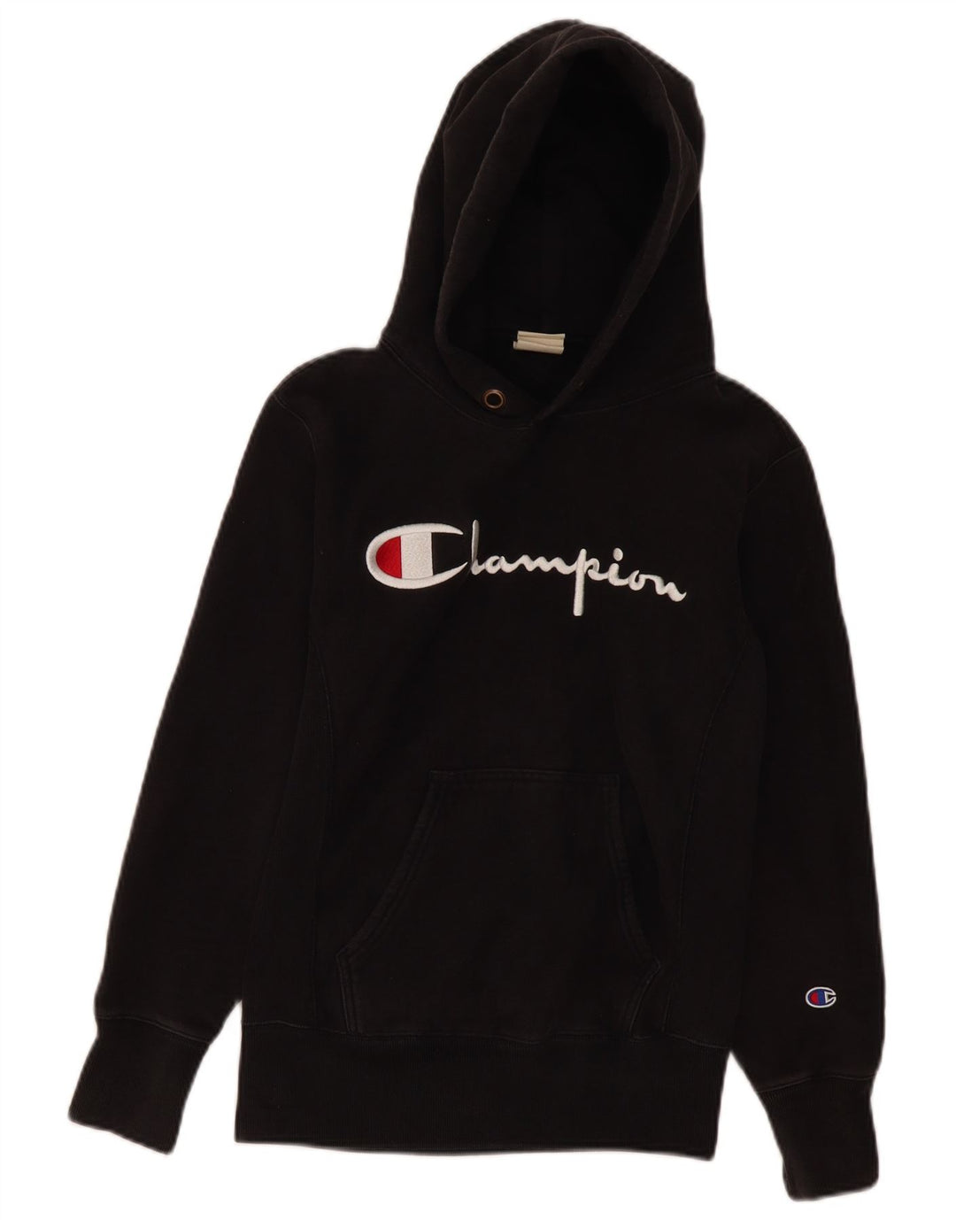 Champion Womens Reverse Weave Oversized grafisk hættetrøje Jumper UK 6 XS Sort