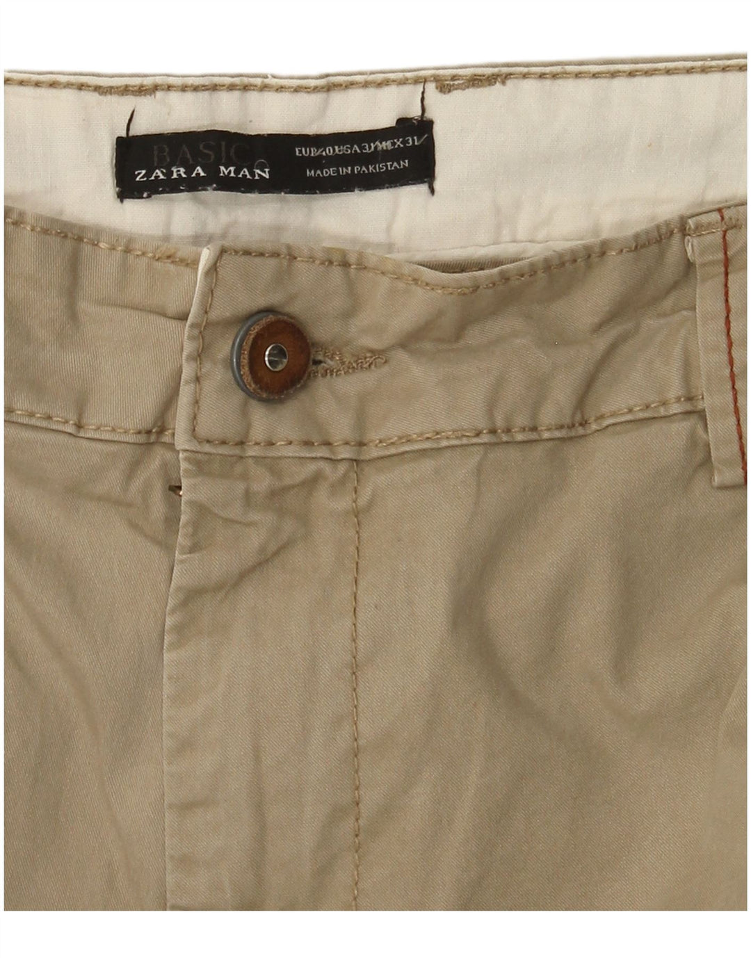 Zara Herre Slim Chino Bukser EU 40 Medium W31 L34 Khaki