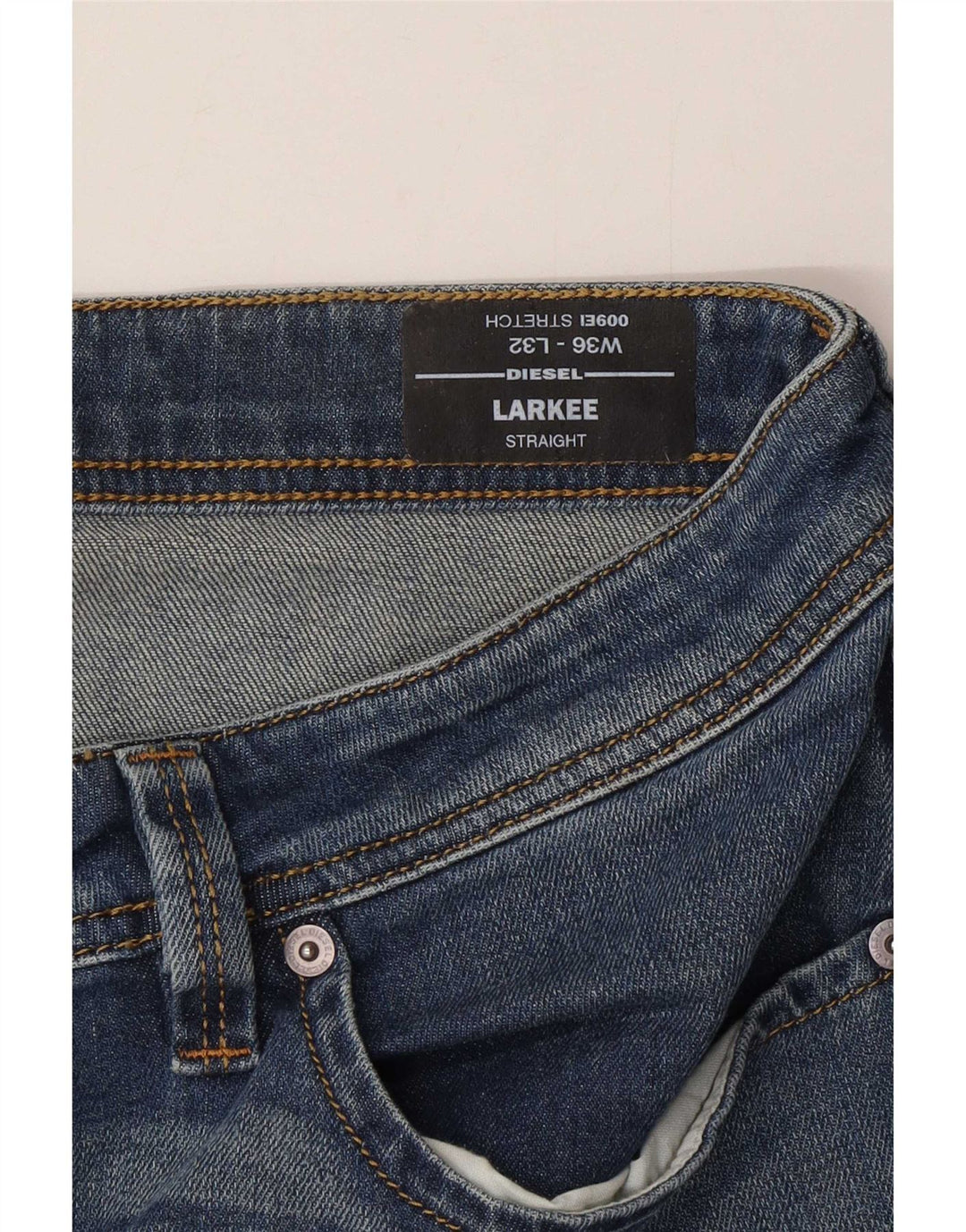 Diesel Herre Larkee Straight Jeans W36 L32 Blå Bomuld