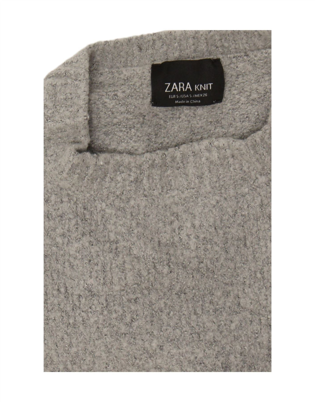 Zara Dame Oversized Crew Neck Jumper Sweater UK 10 Small Grey