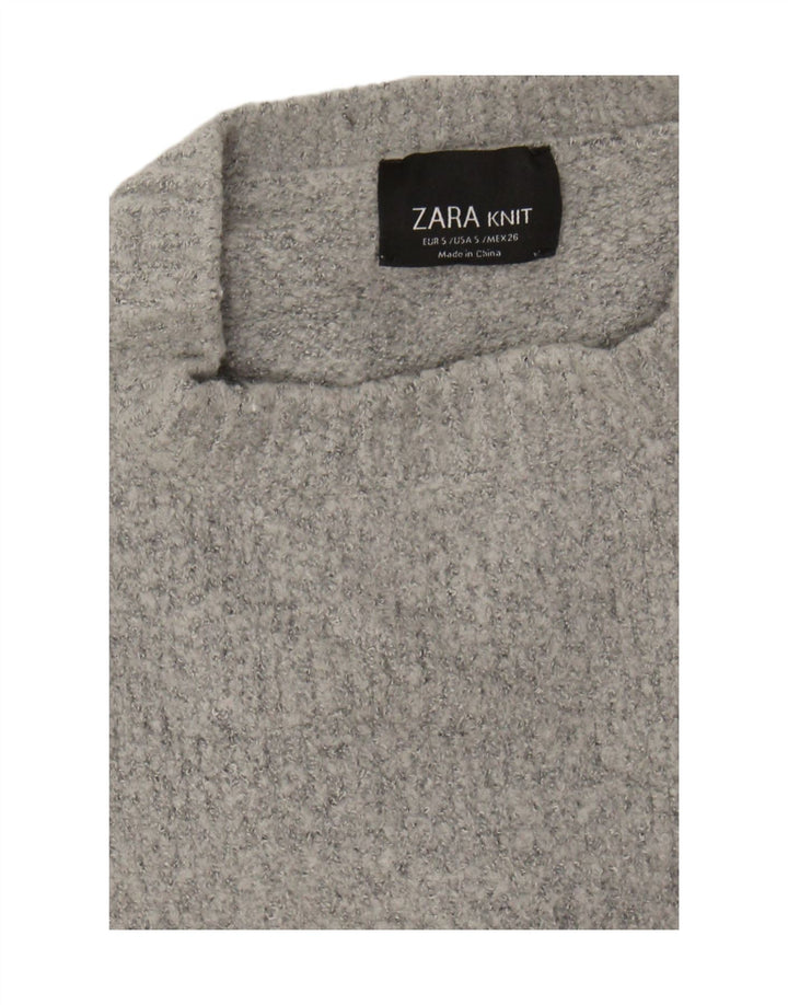 Zara Dame Oversized Crew Neck Jumper Sweater UK 10 Small Grey