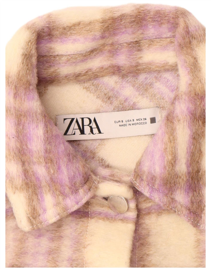 ZARA Oversized Crop Bomber Jacket UK 10 Small Beige Ternet polyester