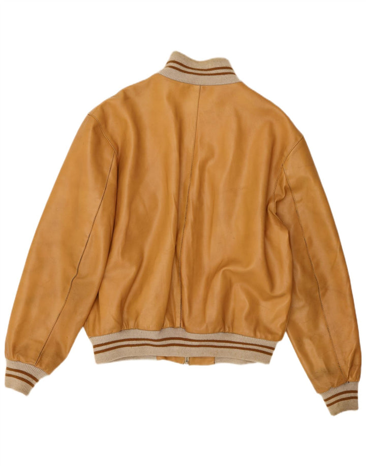 Vintage Herre Bomber Læderjakke UK 42 XL Beige Læder