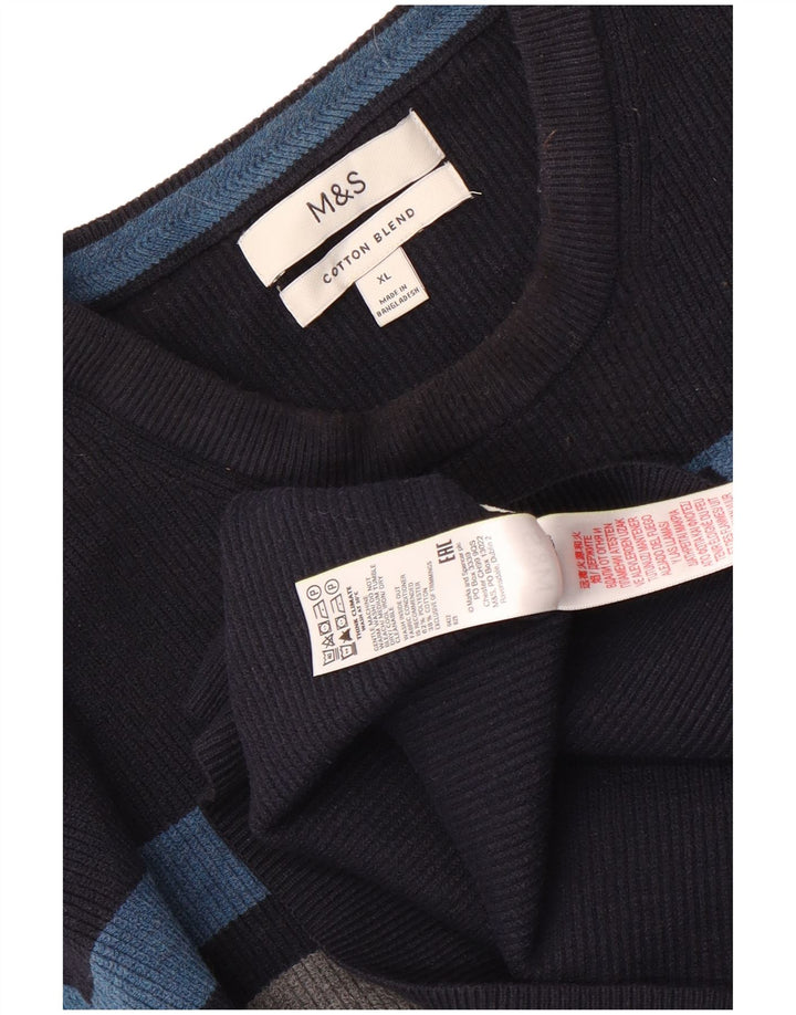 Marks & Spencer Herre sweater med rund hals XL marineblå stribet