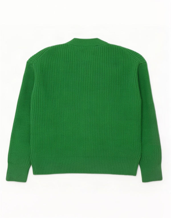 Zara Womens Oversized Crew Neck Jumper Sweater UK 10 Small Green Acrylic