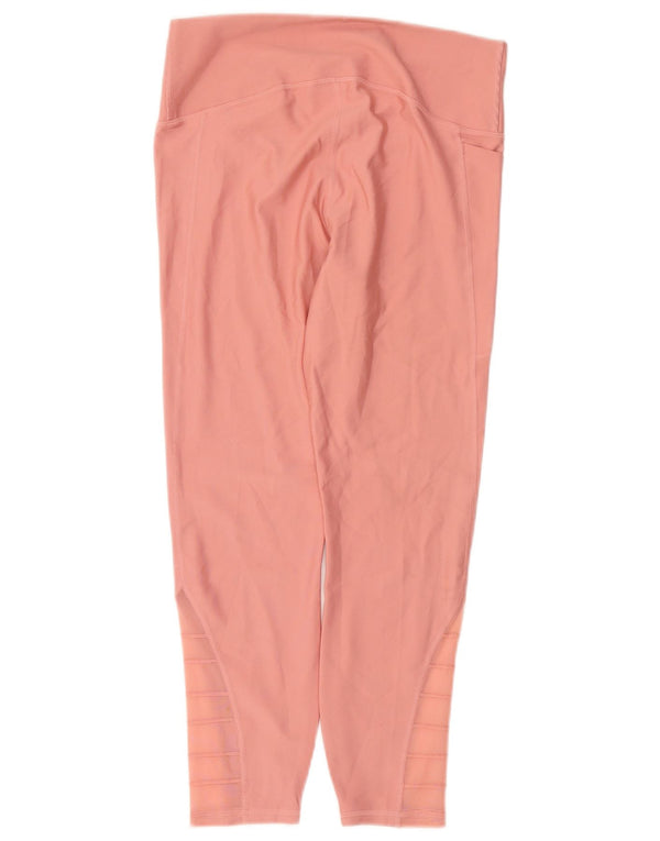 Under Armour Womens Heat Gear Crop Leggings UK 14 Large Pink Polyester