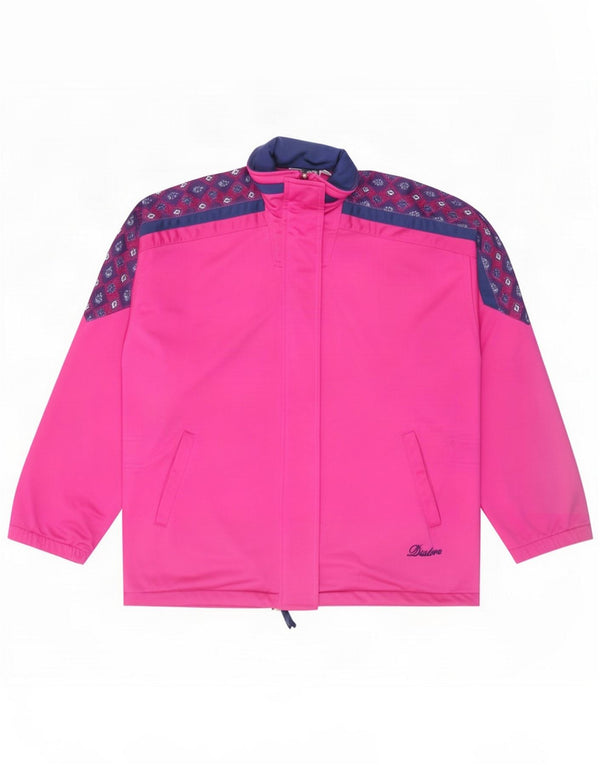 Diadora Mens Graphic Tracksuit Top Jacket UK 36 Small Pink Colourblock