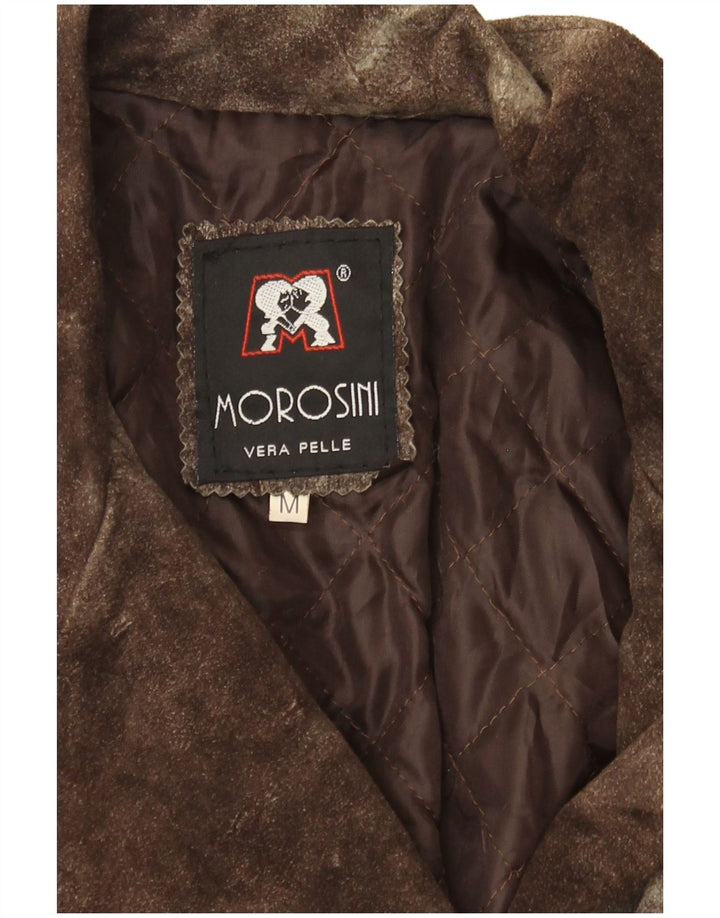 Morosini Dame Ruskind Dobbeltradet Frakke UK 14 Medium Brun Læder