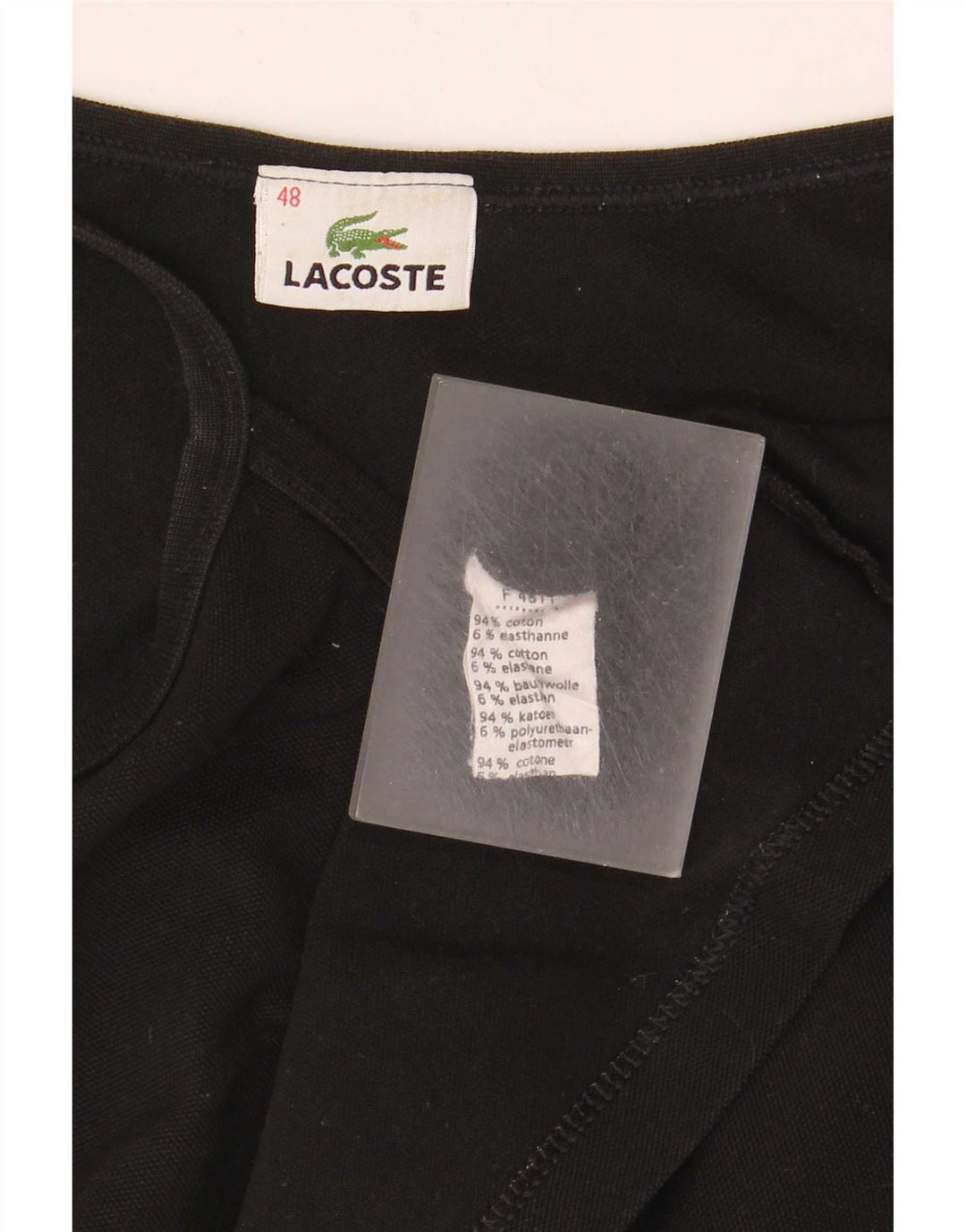 Lacoste Dame Cami Top Størrelse 48 XL Sort Bomuld