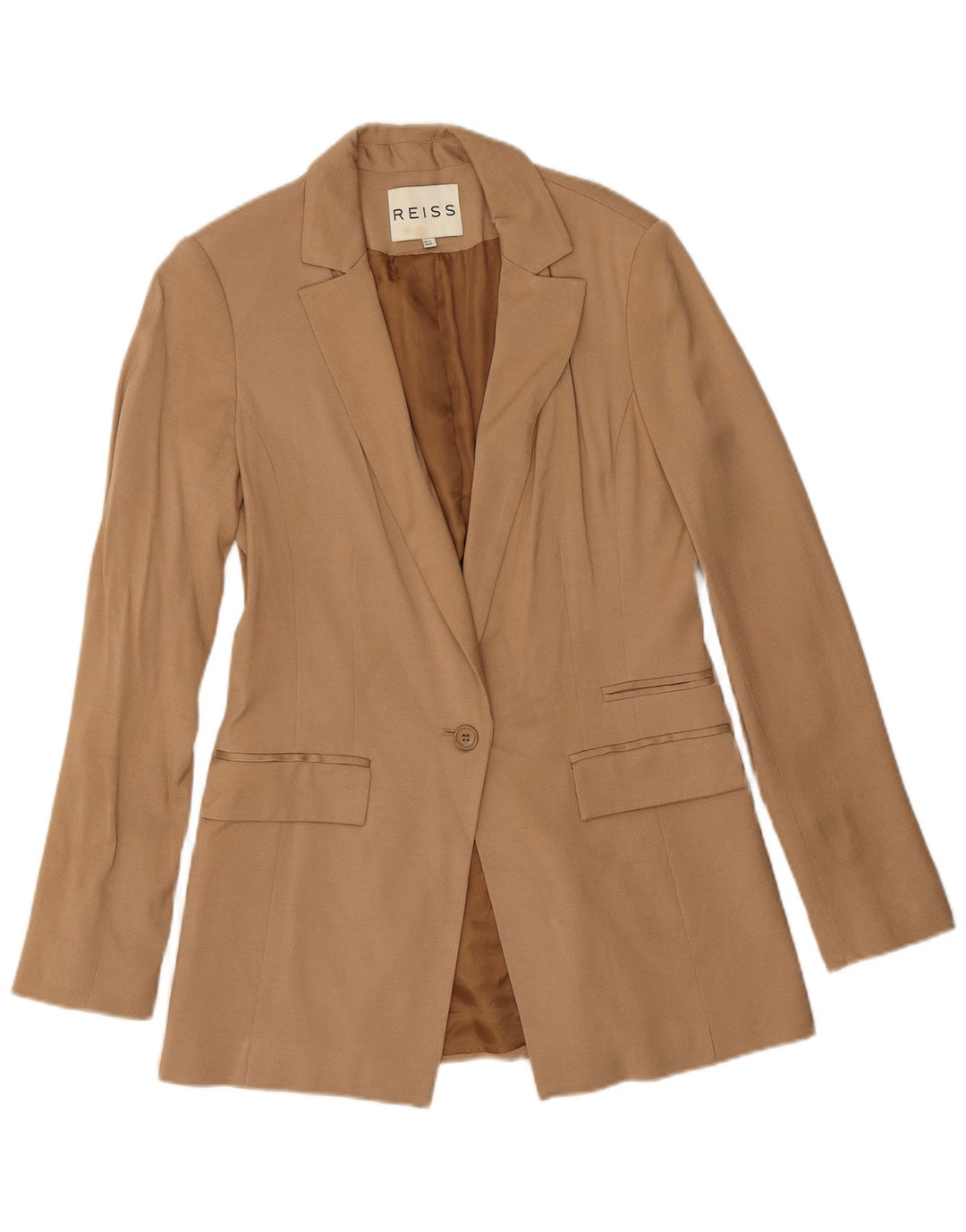 Reiss Dame 1 Knap Blazer Jacket UK 10 Small Beige Viscose
