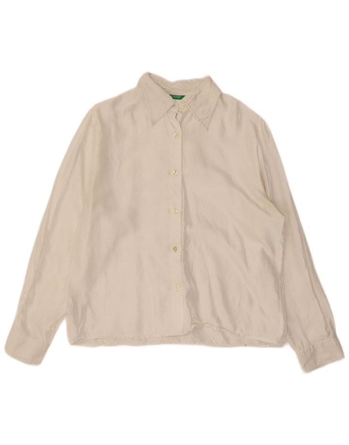 BENETTON Womens Shirt IT 48 XL Off White Viscose