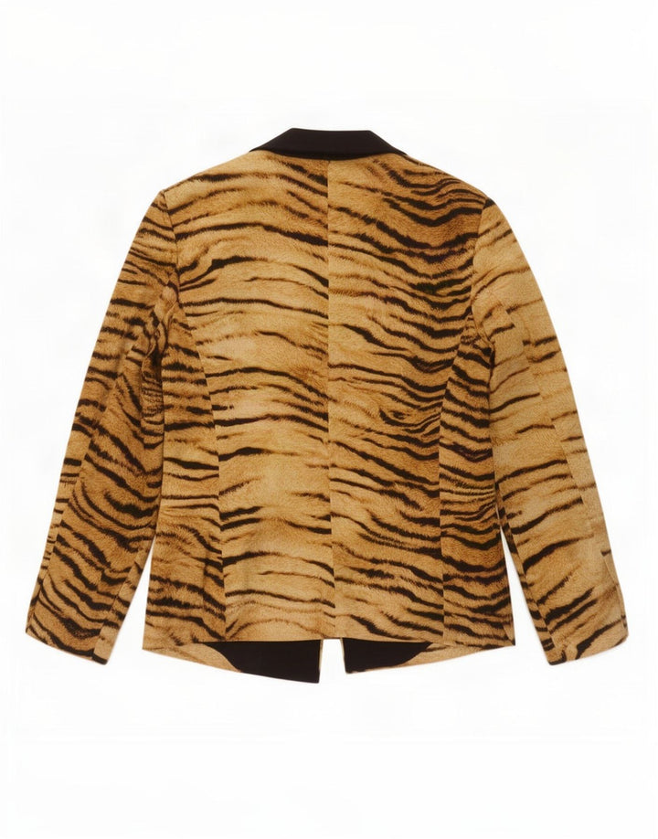 Zara Womens Open Blazer Jacket UK 14 Medium Brown Animal Print