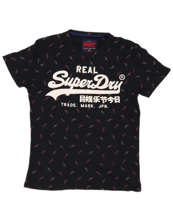 Superdry Grafisk T-shirt til mænd, medium marineblå bomuld