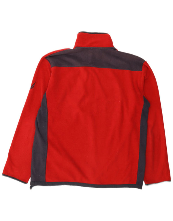 Nautica Herre lynlås-hals Fleece Jumper Large Rød Colourblock Polyester