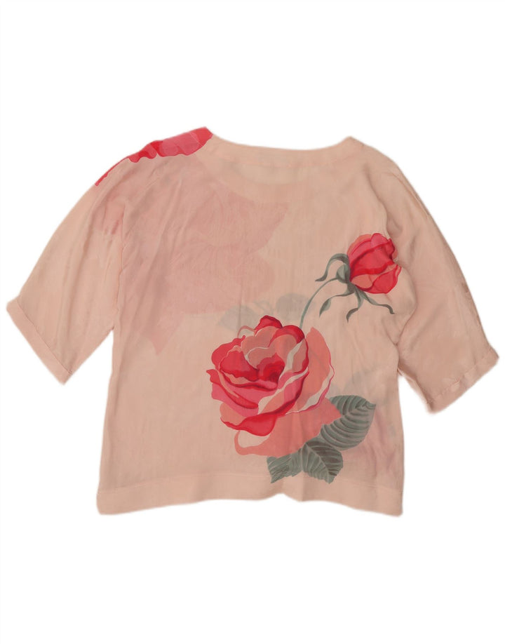 Mario Pucci Cecconi Dame Se Through Bluse Top IT 44 Medium Pink Floral