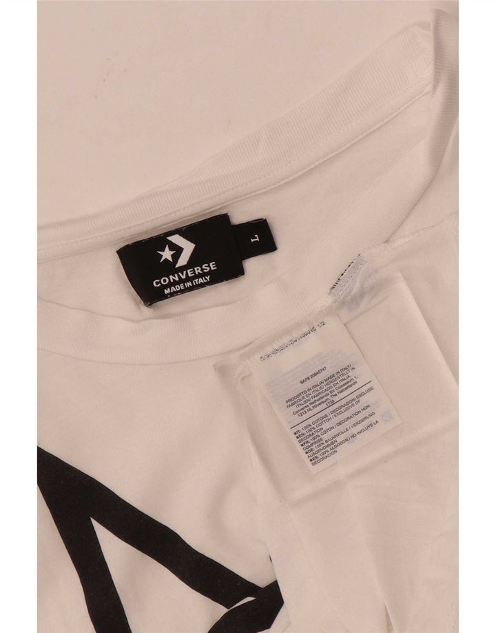 Converse Grafisk T-shirt top til kvinder UK 14 Stor hvid bomuld