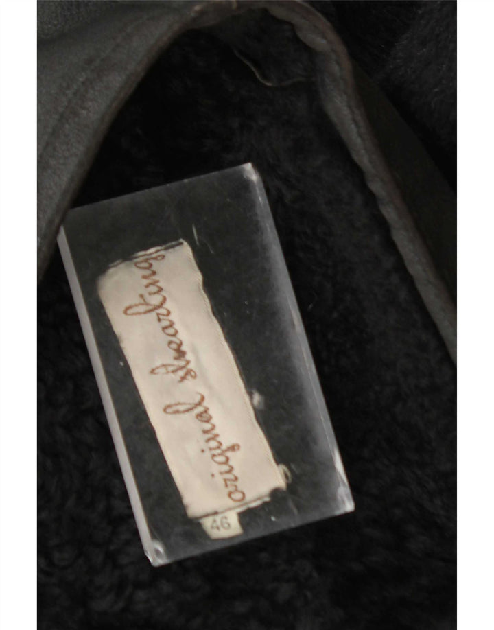 Vintage Womens Shearling Jacket IT 46 Large Black Shearling