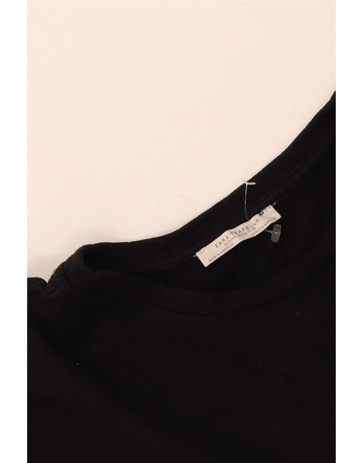 Zara Dame Trafaluc Oversized grafisk T-shirt Top UK 14 Medium Sort