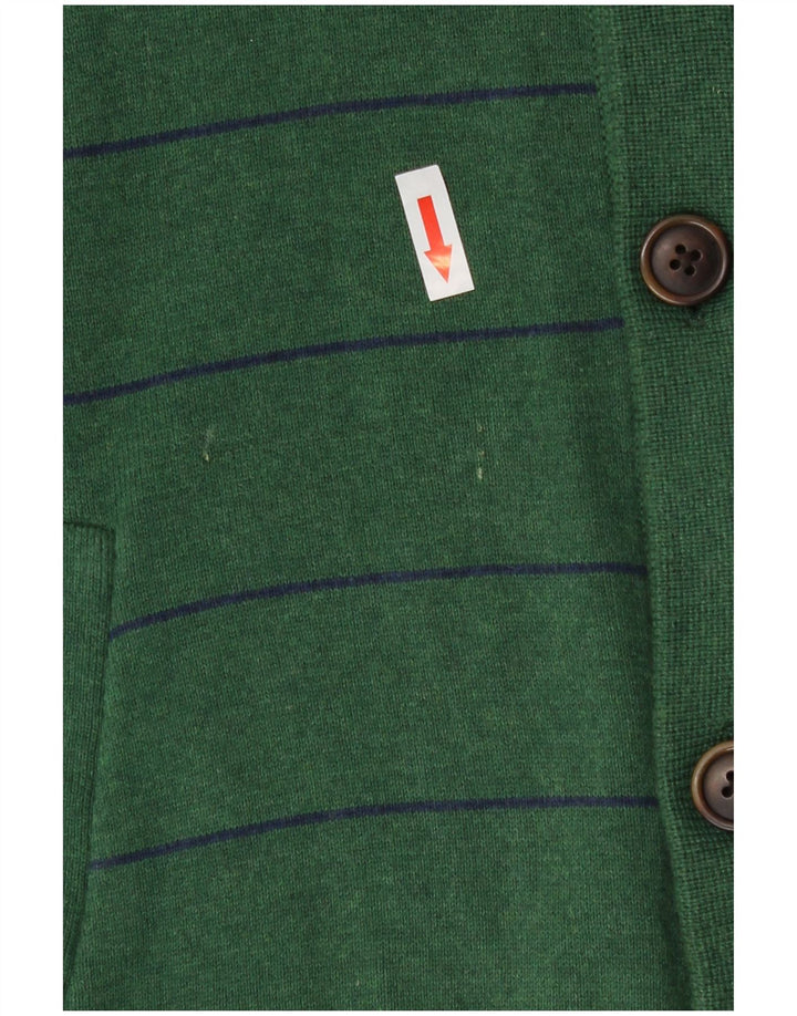 Tommy Hilfiger Herre Cardigan Sweater Medium Grøn Stribet Bomuld