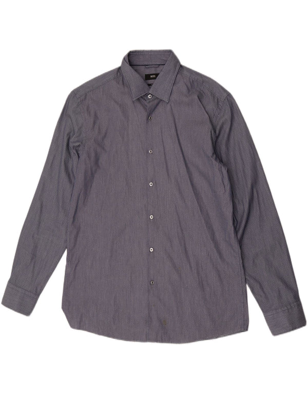 Hugo Boss Herre Slim Fit Skjorte Str. 17 43 XL Blå Ternet