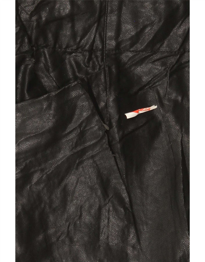 Zara Dame imiteret læder mini nederdel lille W26 sort polyurethan