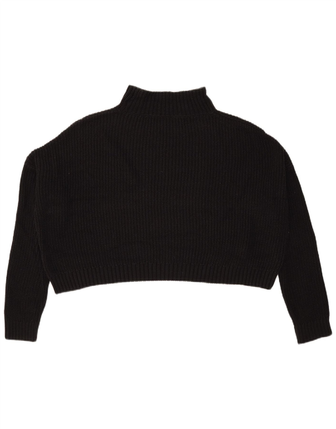 Topshop Womens Crop Oversized Turtle Neck Jumper Sweater UK 10 Small Black
